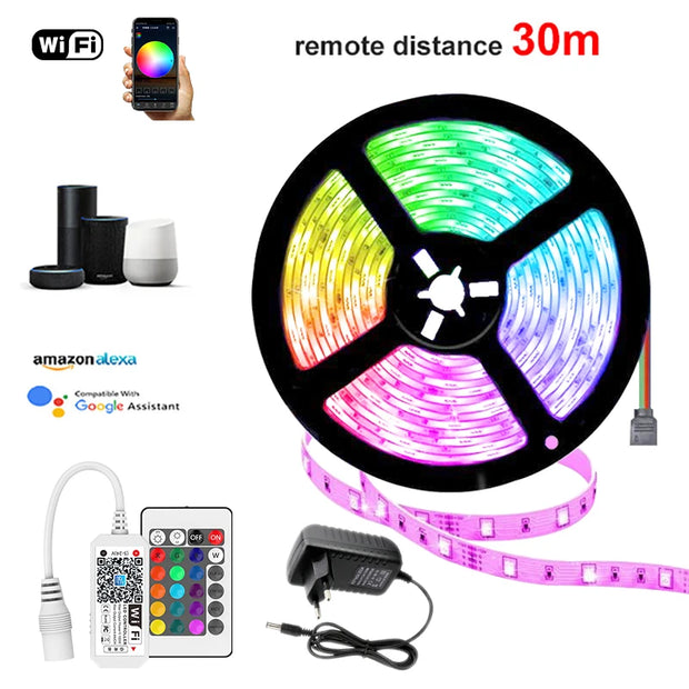 DC 12V LED Strip Light RGB 5050 Music Sync Color Changing Sensitive App Control Bluetooth Flexible LED Lamp for Home Decoration