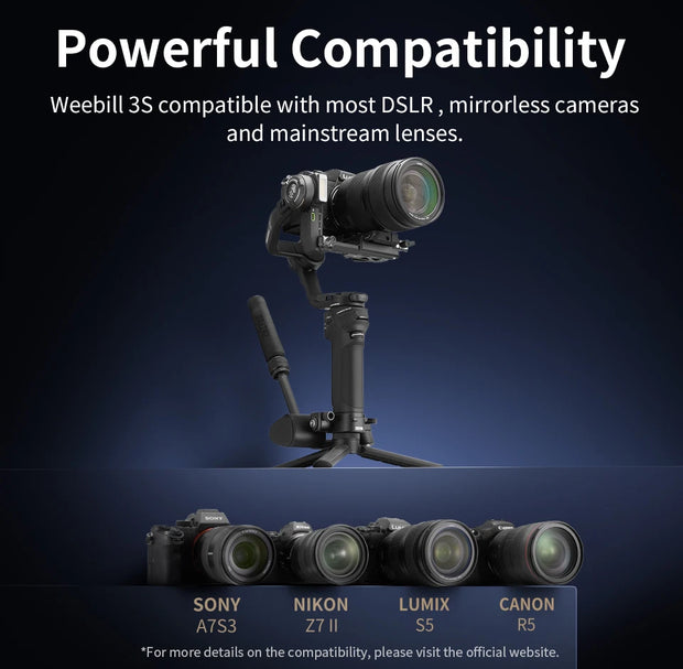 ZHIYUN Weebill 3S Weebill 3 S 3-Axis Camera Handheld Gimbal Stabilizer for DSLR Mirrorless Camera for Canon Nikon Sony Panasonic