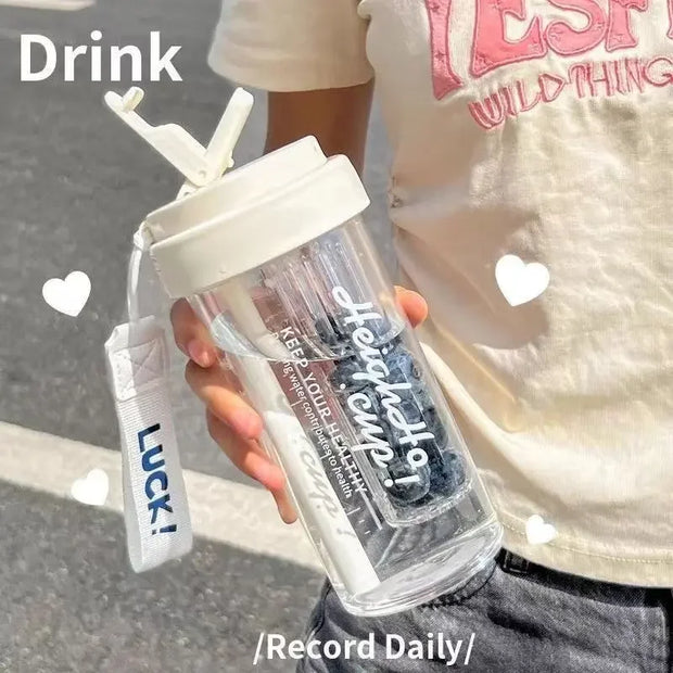 Large Capacity Stylish Plastic Water Cup Portable Student Water Bottle Women's Favorite Ins Trendy Travel Companion Cup