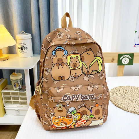 Cute Large Capacity Capybara Backpack Breathable Cartoon Student Schoolbag Nylon Ultra-light Book Bag