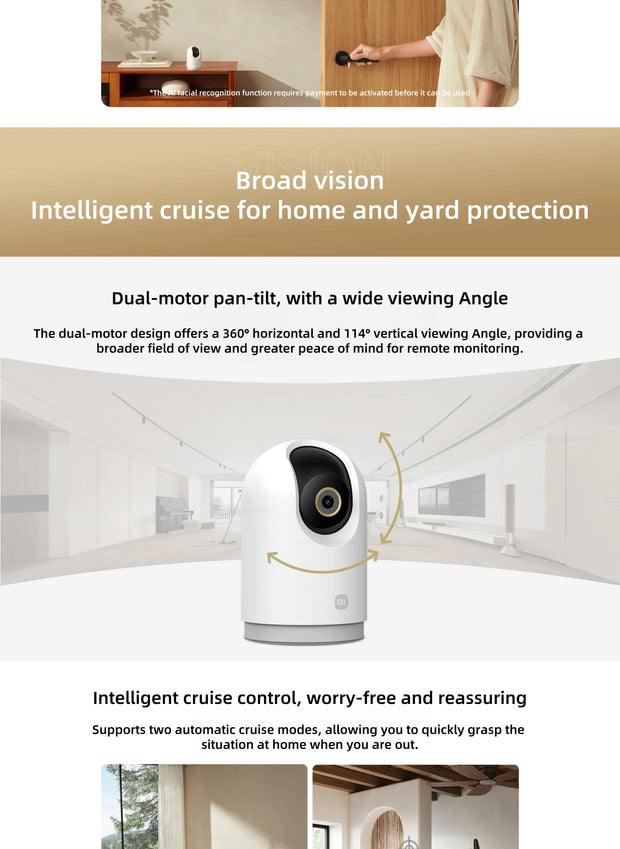 Xiaomi Smart Camera 3 Pro PTZ Version 360° Ultramicroscopic Full Color AI Human Pet Baby Cry DetectionHDR 2.4/5GHz Mesh Gateway