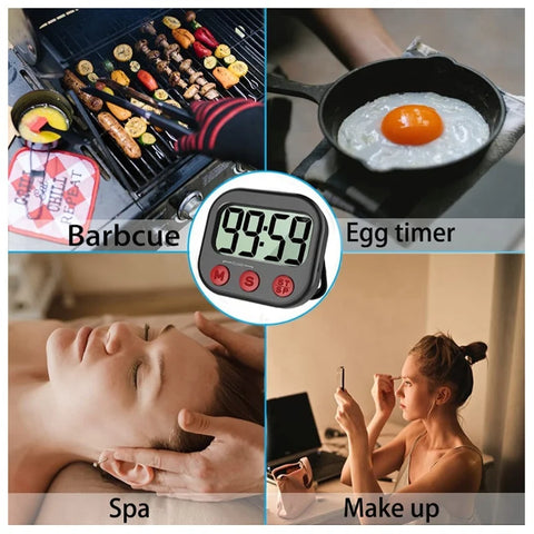 Kitchen Timer, Digital Visual Timer Magnetic Clock Stopwatch Countdown Timer, Large LCD Screen Display For Cooking