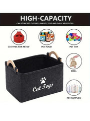 Felt Pet Toy Box Cat and Dog Toy Storage Box Pet Box Toy Storage Box, Suitable for Organizing Pet Supplies Collar Accessories