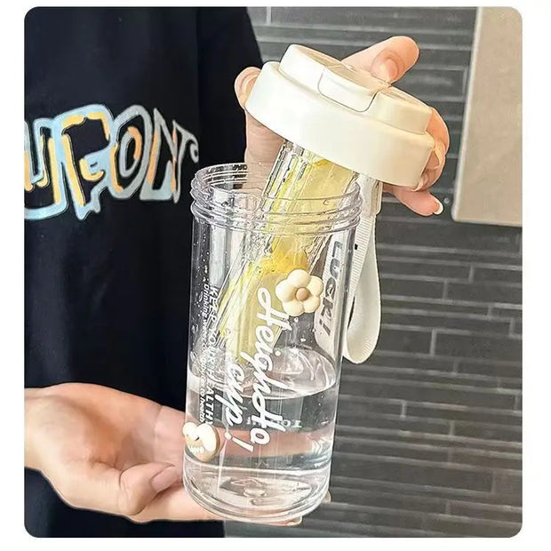 Large Capacity Stylish Plastic Water Cup Portable Student Water Bottle Women's Favorite Ins Trendy Travel Companion Cup