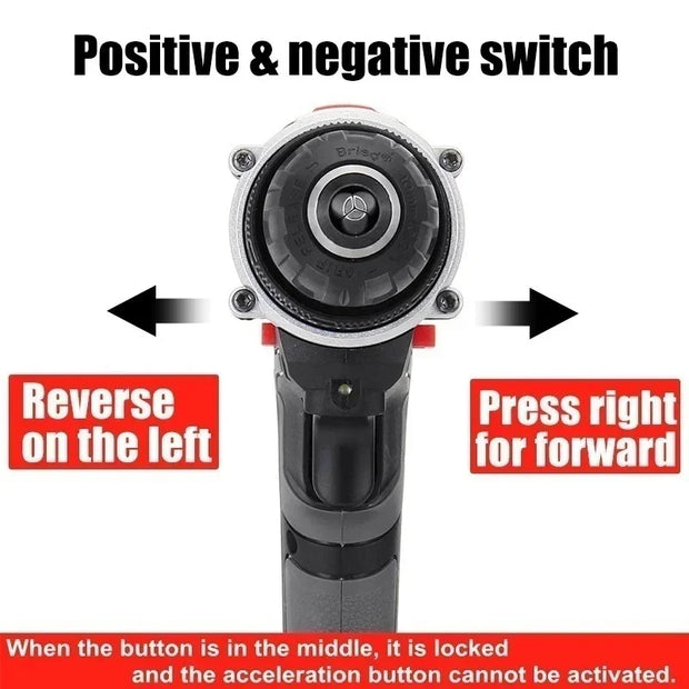 25+3 Torque Portable Cordless Power Drill Set Impact Screw Driver Electric Screwdriver with Rechargeable Battery Power Tool