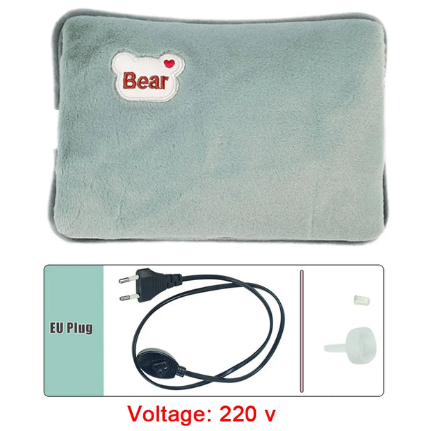 Electric Hot Water Bag Soft Winter Hand Warmer Reusable Hot Water Bottle EU Plug Rechargeable Warm Hand Pocket