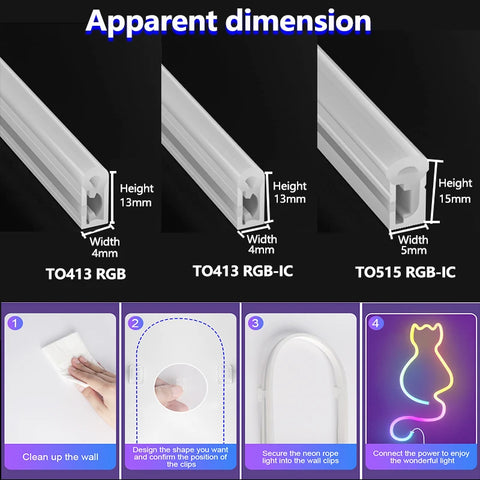 24V RGB Neon LED Strip Light Waterproof Neon Strip Music Sync Bluetooth App and Remote Control for Room Outdoors Decor Lighting