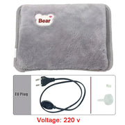 Electric Hot Water Bag Soft Winter Hand Warmer Reusable Hot Water Bottle EU Plug Rechargeable Warm Hand Pocket