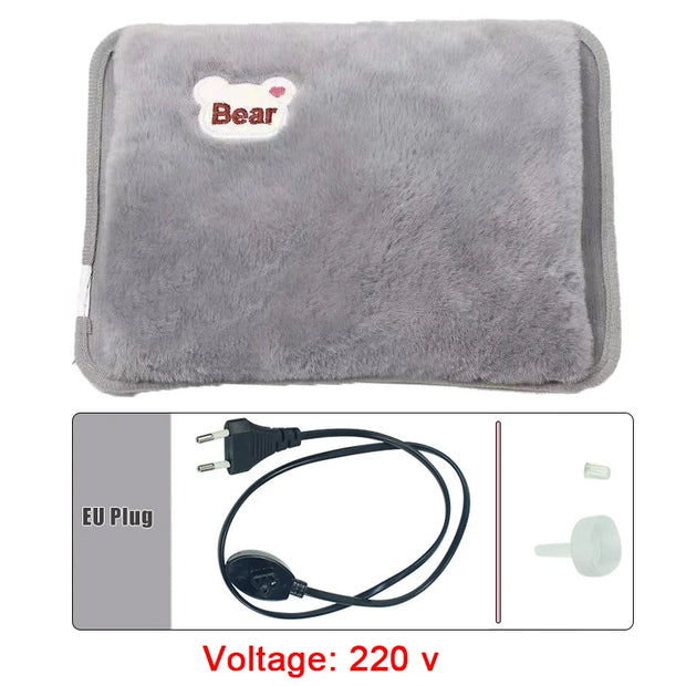 Electric Hot Water Bag Soft Winter Hand Warmer Reusable Hot Water Bottle EU Plug Rechargeable Warm Hand Pocket