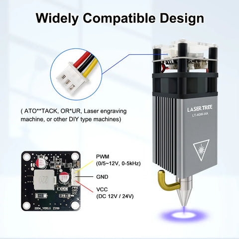 LASER TREE 20w 40W 80W Laser Module 450nm Laser Head Blue Laser for Cnc Laser Engraving Cutting Machine WoodWorking DIY Tools
