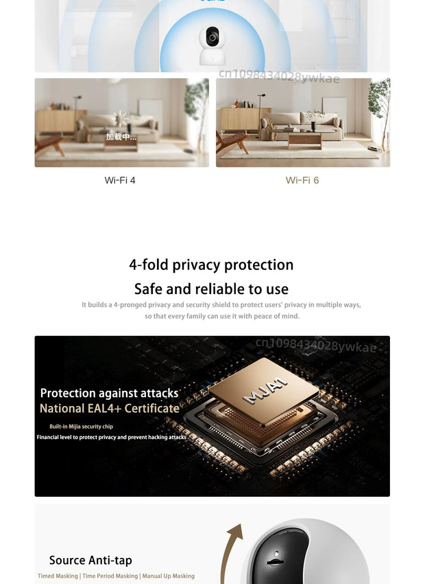 XIAOMI Smart Camera 4 8MP 4K UHD Indoor Monitoring Remote 360-degree No-dead-angle Night Vision Network Home Camera