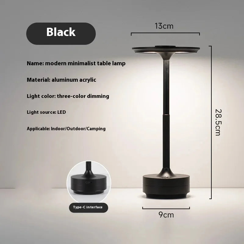Wireless Simple Decorative Table Lamp Infinitely Dimmable Atmosphere Classic Retro Portable Rechargeable Touch Desk Lamp