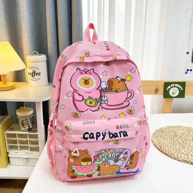 Cute Large Capacity Capybara Backpack Breathable Cartoon Student Schoolbag Nylon Ultra-light Book Bag