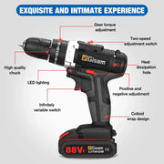 25+3 Torque Portable Cordless Power Drill Set Impact Screw Driver Electric Screwdriver with Rechargeable Battery Power Tool