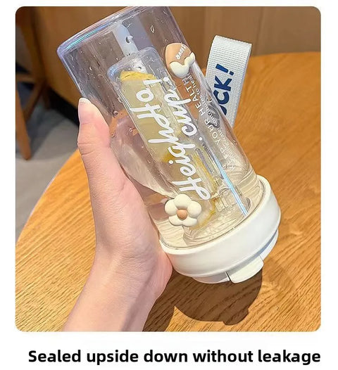 Large Capacity Stylish Plastic Water Cup Portable Student Water Bottle Women's Favorite Ins Trendy Travel Companion Cup