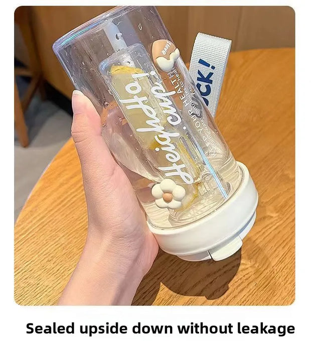 Large Capacity Stylish Plastic Water Cup Portable Student Water Bottle Women's Favorite Ins Trendy Travel Companion Cup