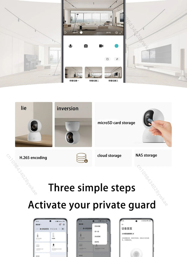 XIAOMI Smart Camera 4 8MP 4K UHD Indoor Monitoring Remote 360-degree No-dead-angle Night Vision Network Home Camera