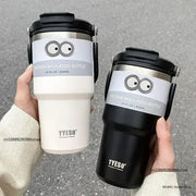 TYESO 600/750/900/1050/1200ML Car Water Bottle Stainless Steel Thermos Bottle with Straw Keeps Cold and Heat Thermal Coffee Mug