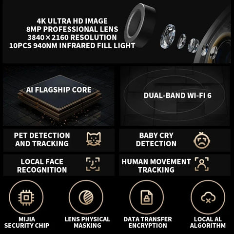 New Xiaomi Smart Camera C700 8MP 4K Ultra HD Low Light Full-color Baby Cry Detection Two-Way Voice Call Surveillance Camera