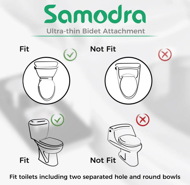 Samodra Toilet Bidet Shower Ultra-thin Bidet Toilet Seat Attachment Non-electric Bidet sprayer Dual Nozzles Frontal & Rear Wash