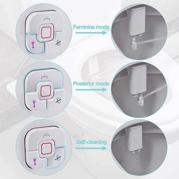 Samodra Toilet Bidet Shower Ultra-thin Bidet Toilet Seat Attachment Non-electric Bidet sprayer Dual Nozzles Frontal & Rear Wash