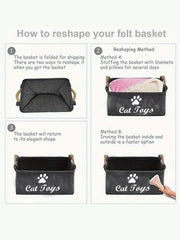 Felt Pet Toy Box Cat and Dog Toy Storage Box Pet Box Toy Storage Box, Suitable for Organizing Pet Supplies Collar Accessories