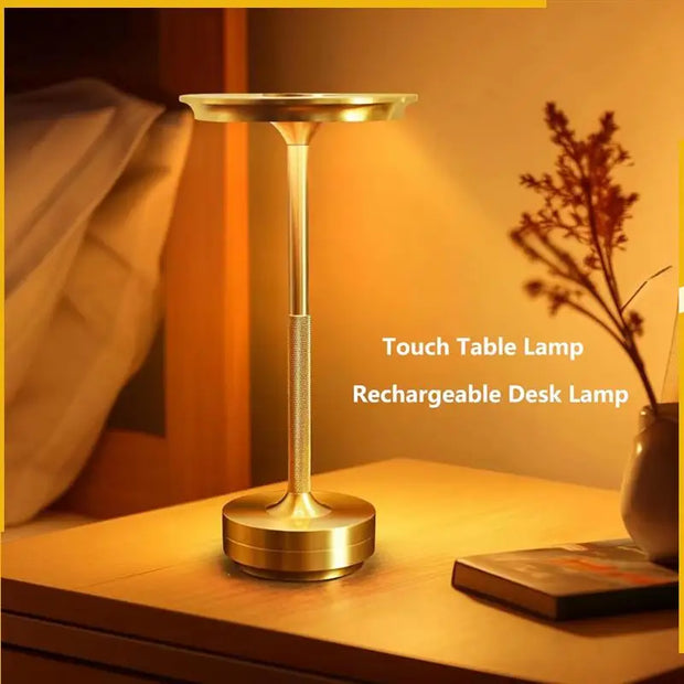 A92P Wireless LED Table Lamp Restaurant Bar Lamp Dimming Atmosphere Portable Charging Touch Read Lamp Bedroom Decor Light Gold