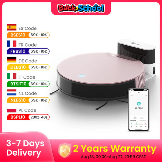 Lefant N1 Robot Vacuum Cleaner, Suction Power 4500PA, 4 Cleaning Modes, App Control, Up to 165 Minutes Autonomy