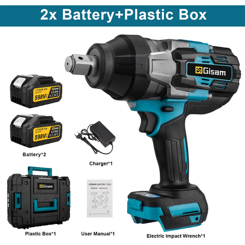 Gisam 3100N.M High Torque Brushless Electric Impact Wrench 3/4 inch Cordless Electric Wrench Tools For Makita 18V Battery Pin