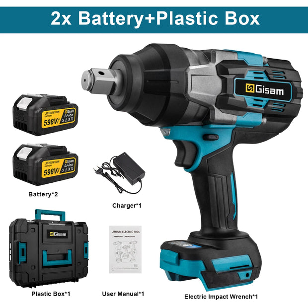 Gisam 3100N.M High Torque Brushless Electric Impact Wrench 3/4 inch Cordless Electric Wrench Tools For Makita 18V Battery Pin