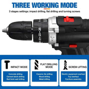 25+3 Torque Portable Cordless Power Drill Set Impact Screw Driver Electric Screwdriver with Rechargeable Battery Power Tool