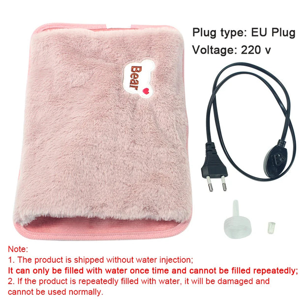 Electric Hot Water Bag Soft Winter Hand Warmer Reusable Hot Water Bottle EU Plug Rechargeable Warm Hand Pocket