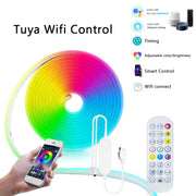 TUYA Neon LED Strip Lights 5V 84LEDs/M Silicone Neon Rope Light with Alexa Wifi APP Control Music Sync RGB Strip Tape for Room