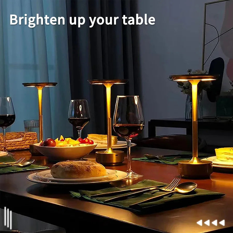Wireless Simple Decorative Table Lamp Infinitely Dimmable Atmosphere Classic Retro Portable Rechargeable Touch Desk Lamp