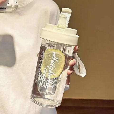 Large Capacity Stylish Plastic Water Cup Portable Student Water Bottle Women's Favorite Ins Trendy Travel Companion Cup
