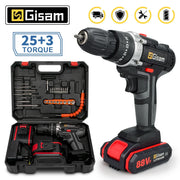 25+3 Torque Portable Cordless Power Drill Set Impact Screw Driver Electric Screwdriver with Rechargeable Battery Power Tool